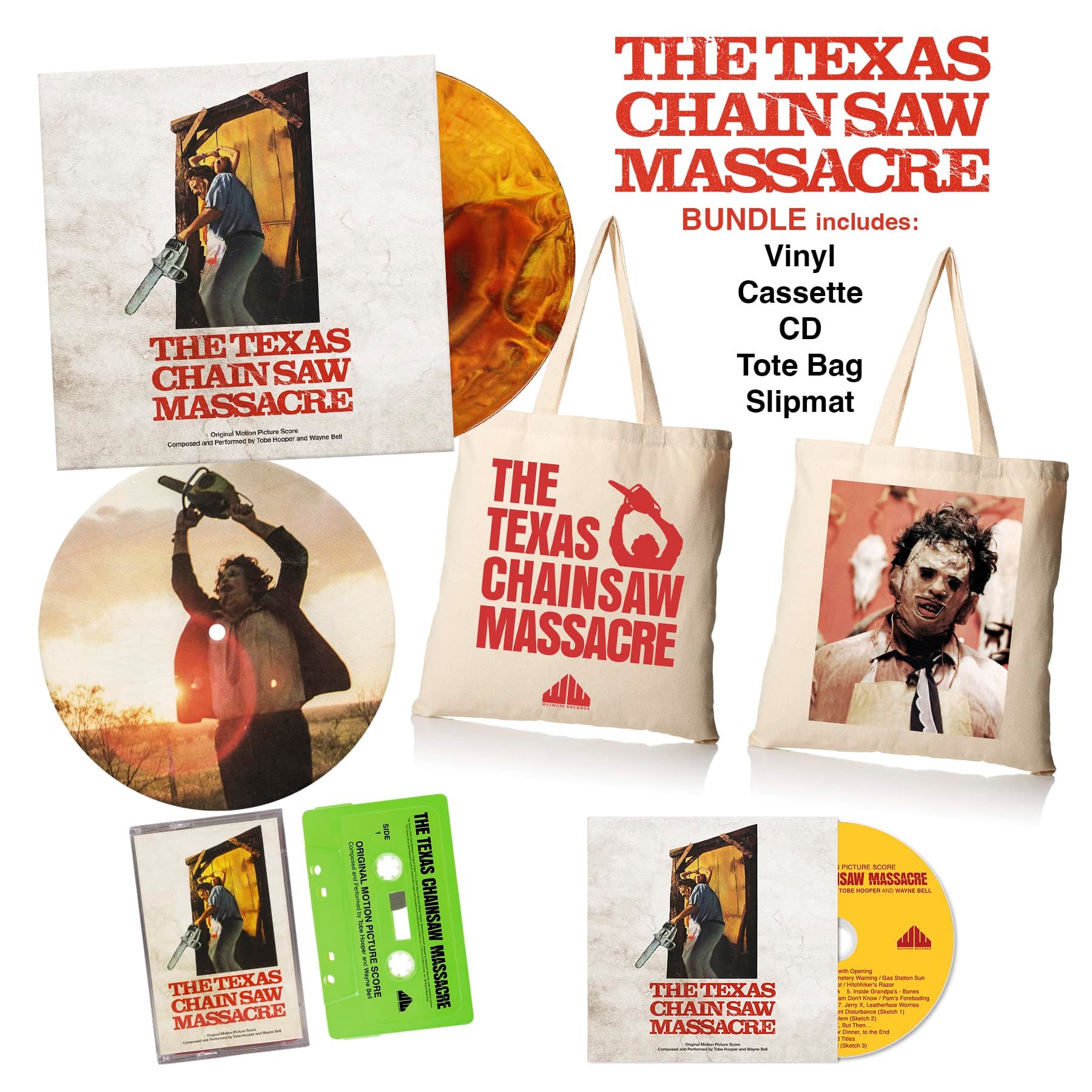 The Texas Chainsaw Massacre Ltd Ed Vinyl/CD/Cassette Bundle. 